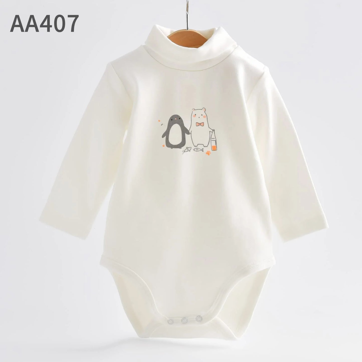 high neck body suit 100% cotton bear