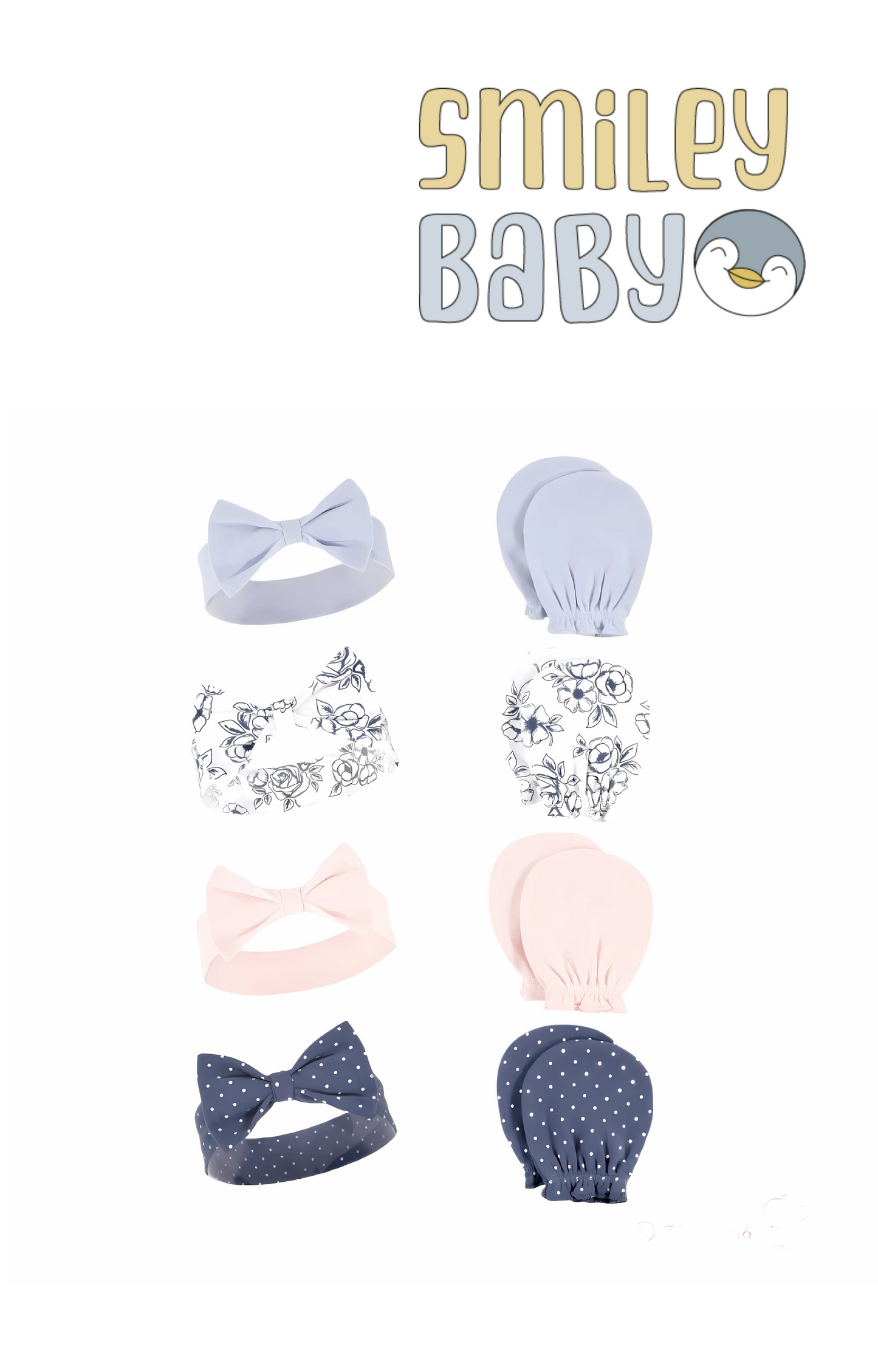 Hudson Baby Cotton Headband set 8pcs BLUE