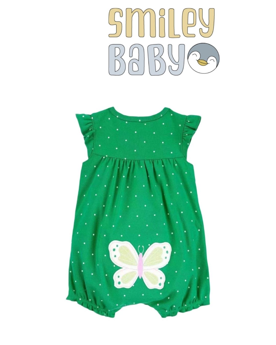 Romper green butterfly Cotton
