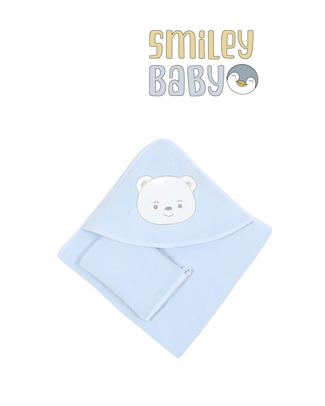 Baby Hooded Towel with loofah BLUE BEAR