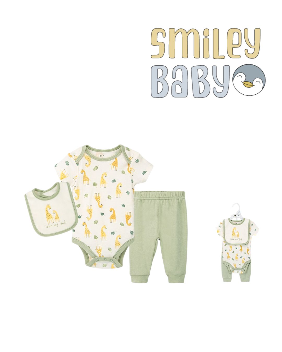 Bebe Favour Baby Bodysuit & un Footed Pant SET 3PCS LOVE MY DAD