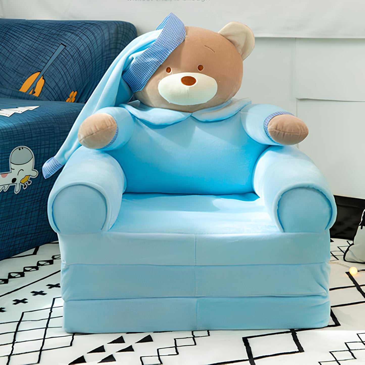 Children's folding sofa plush toy BLUE BEAR