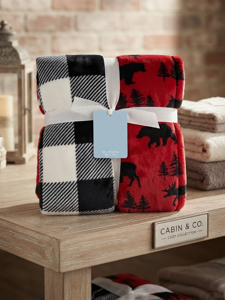 2 winter blanket red