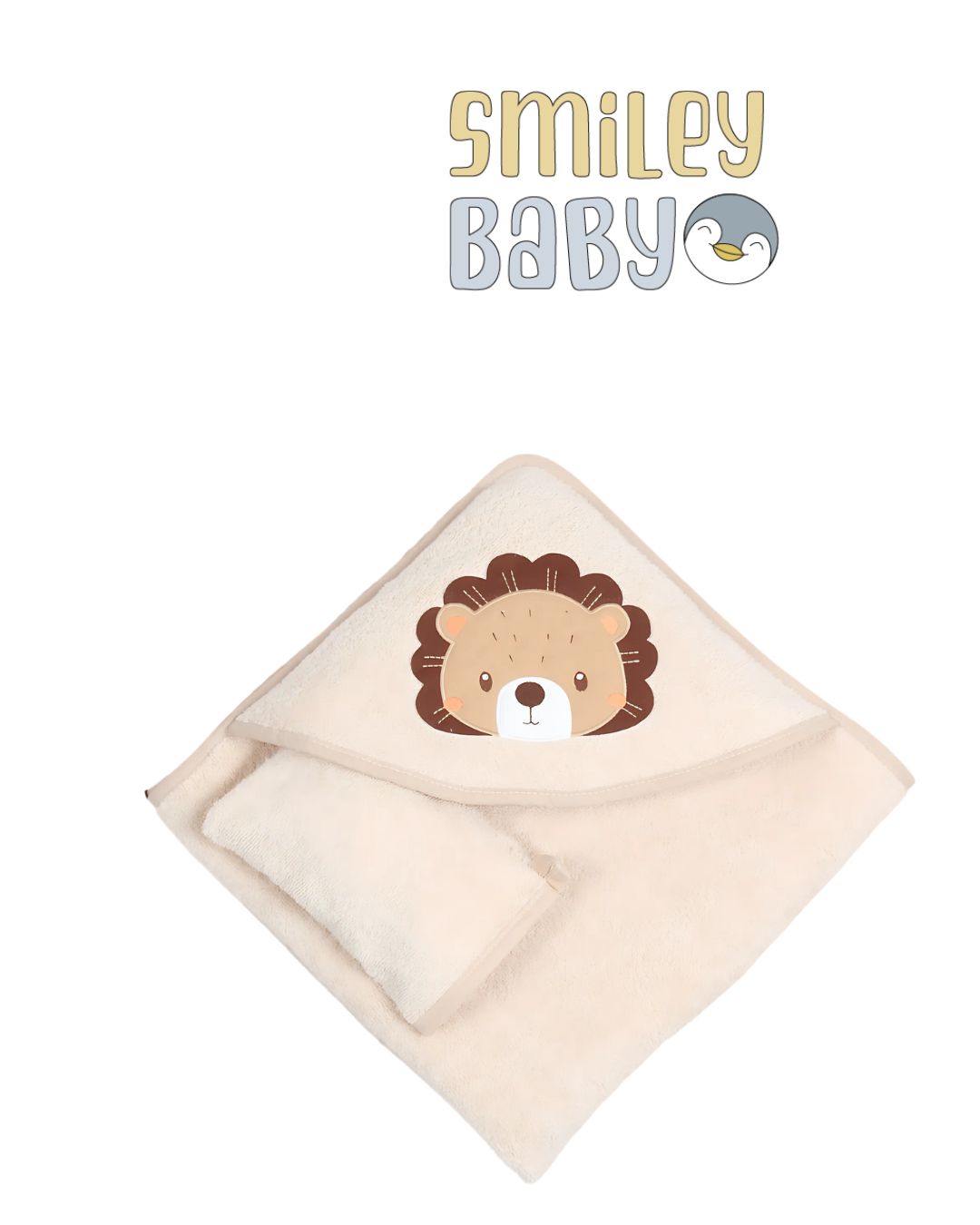 Baby Hooded Towel with loofah BEIGE LOIN