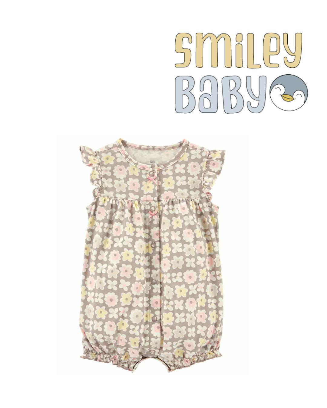 Romper grey flowers Cotton
