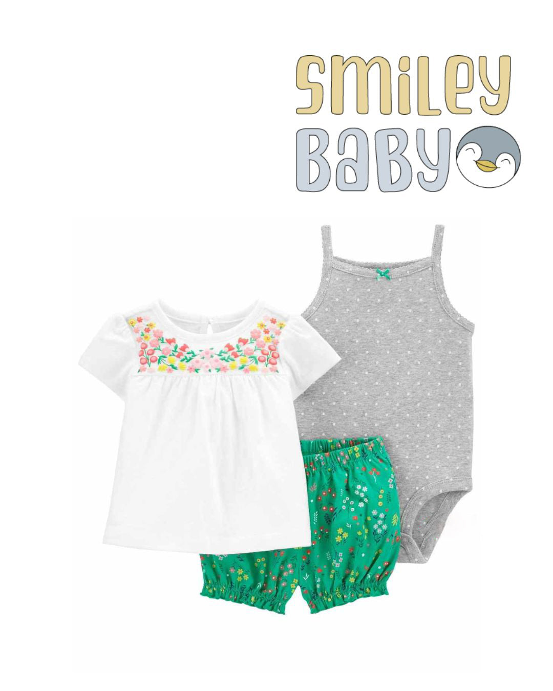 Baby 3-Piece green flowers