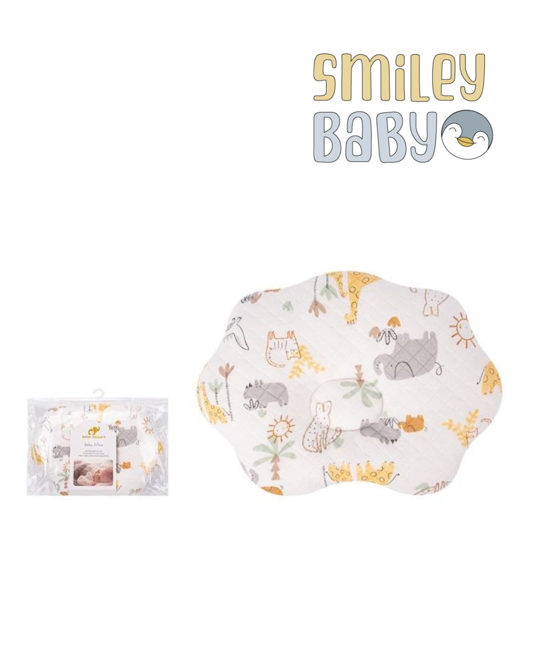 Baby Quilted Pillow WHITE ANIMAL
