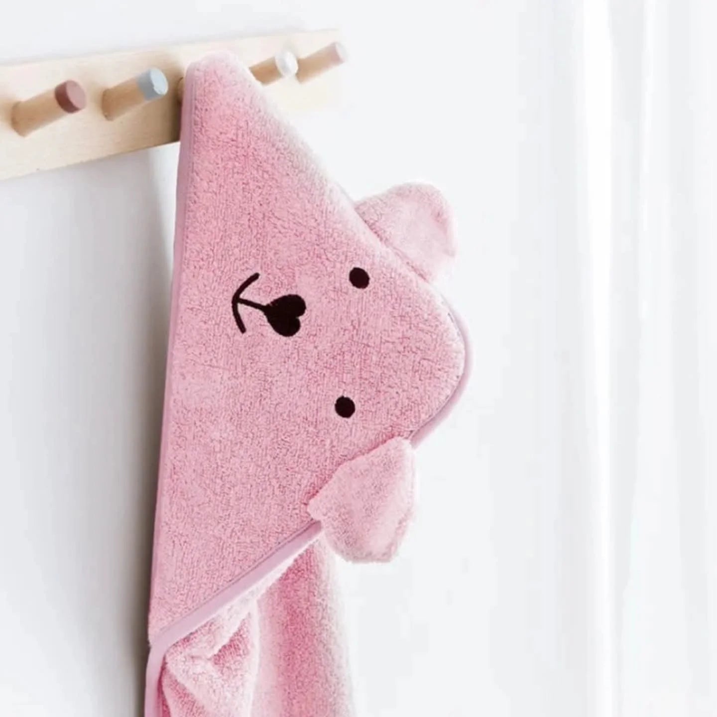 Baby Hooded Towel with pink bear