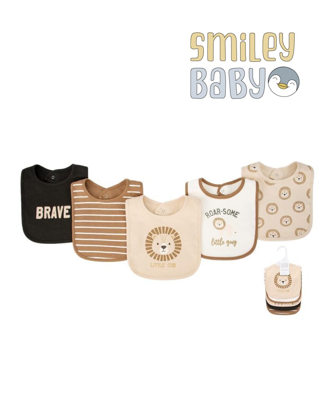 5 Bibs Cotton Pack lion