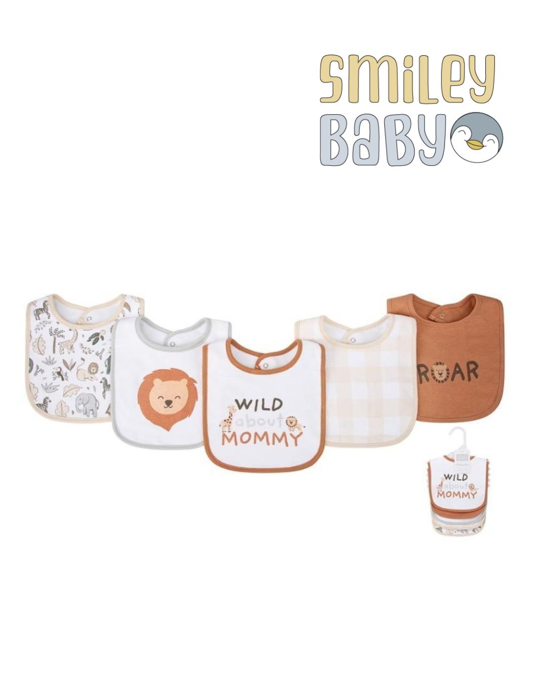 5 Bibs Cotton Pack wild about mommy
