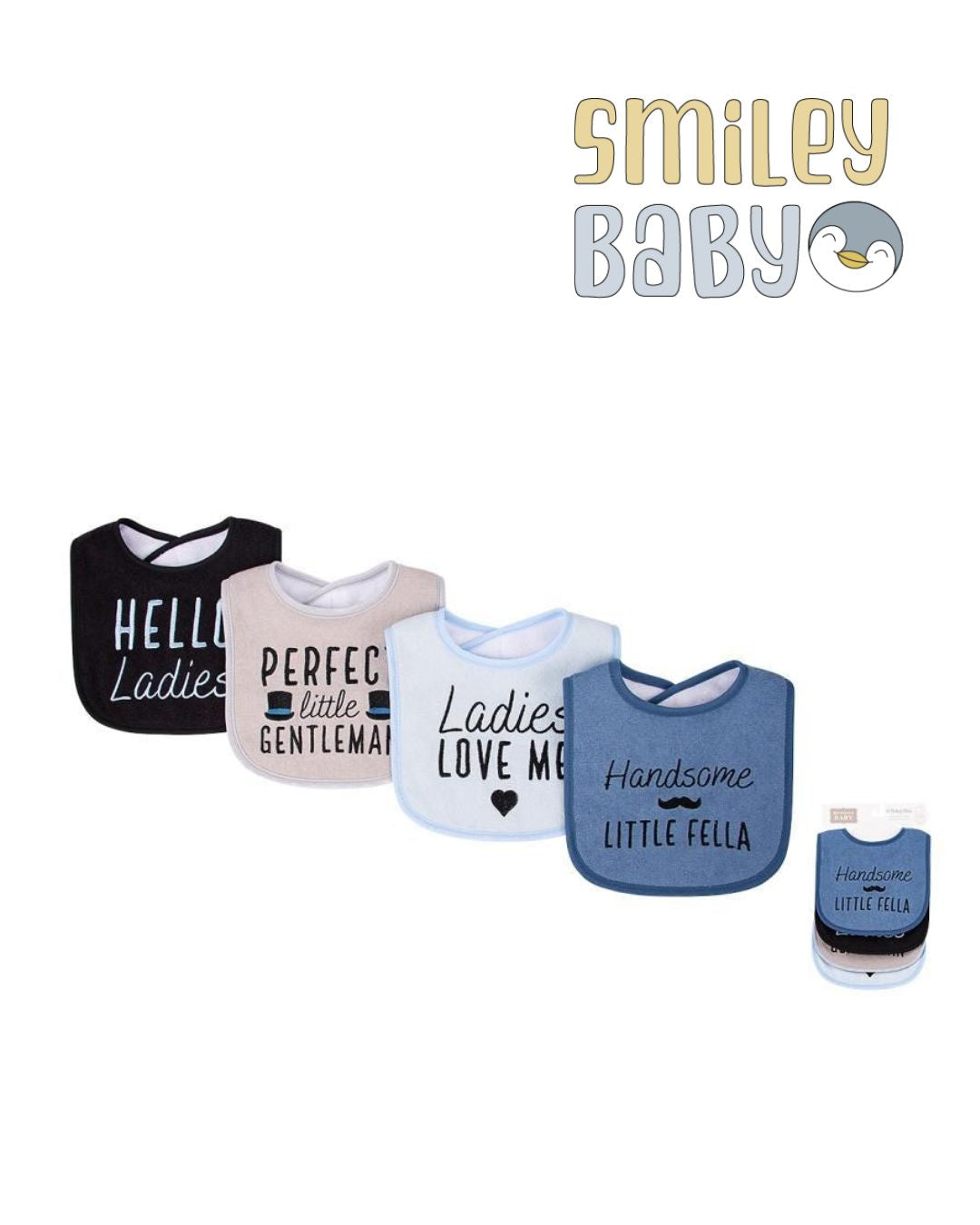 4 Bibs towel Pack HANDSOME LITTLE FELLA