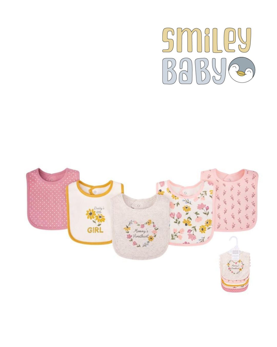 5 Bibs Cotton Pack MAM AND DAD GIRL