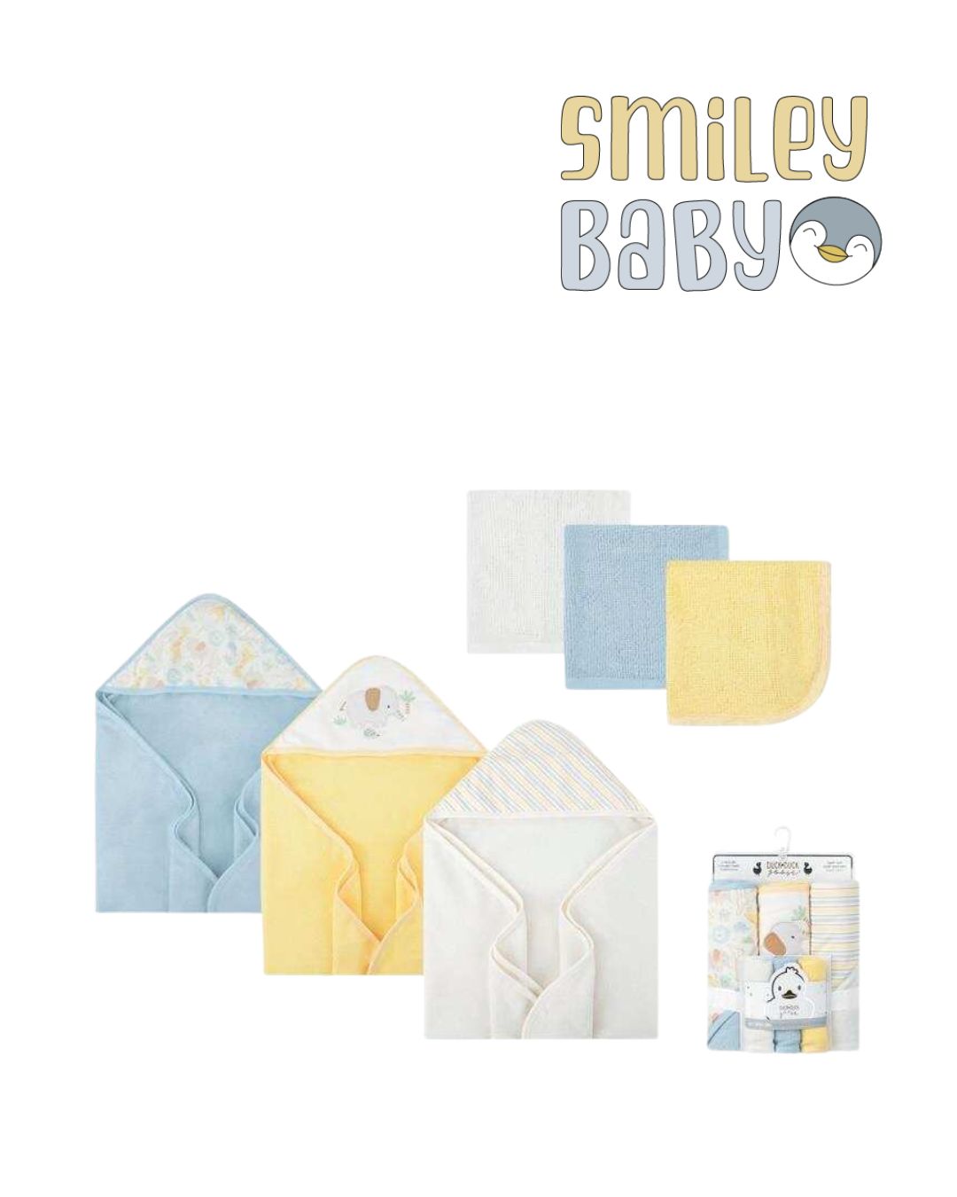Baby Hooded Towel SET 6PCS YELLOW ELEPHANT