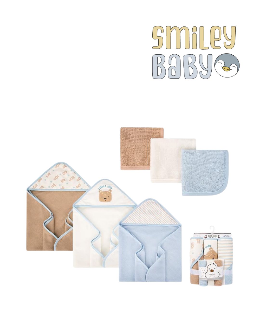 Baby Hooded Towel SET 6PCS BROWN BEAR