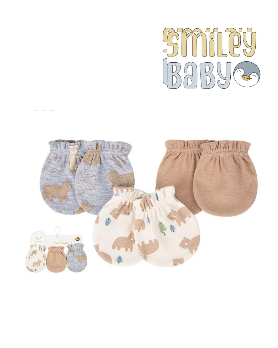 Scratch Mittens Set 3PC BROWN BEAR