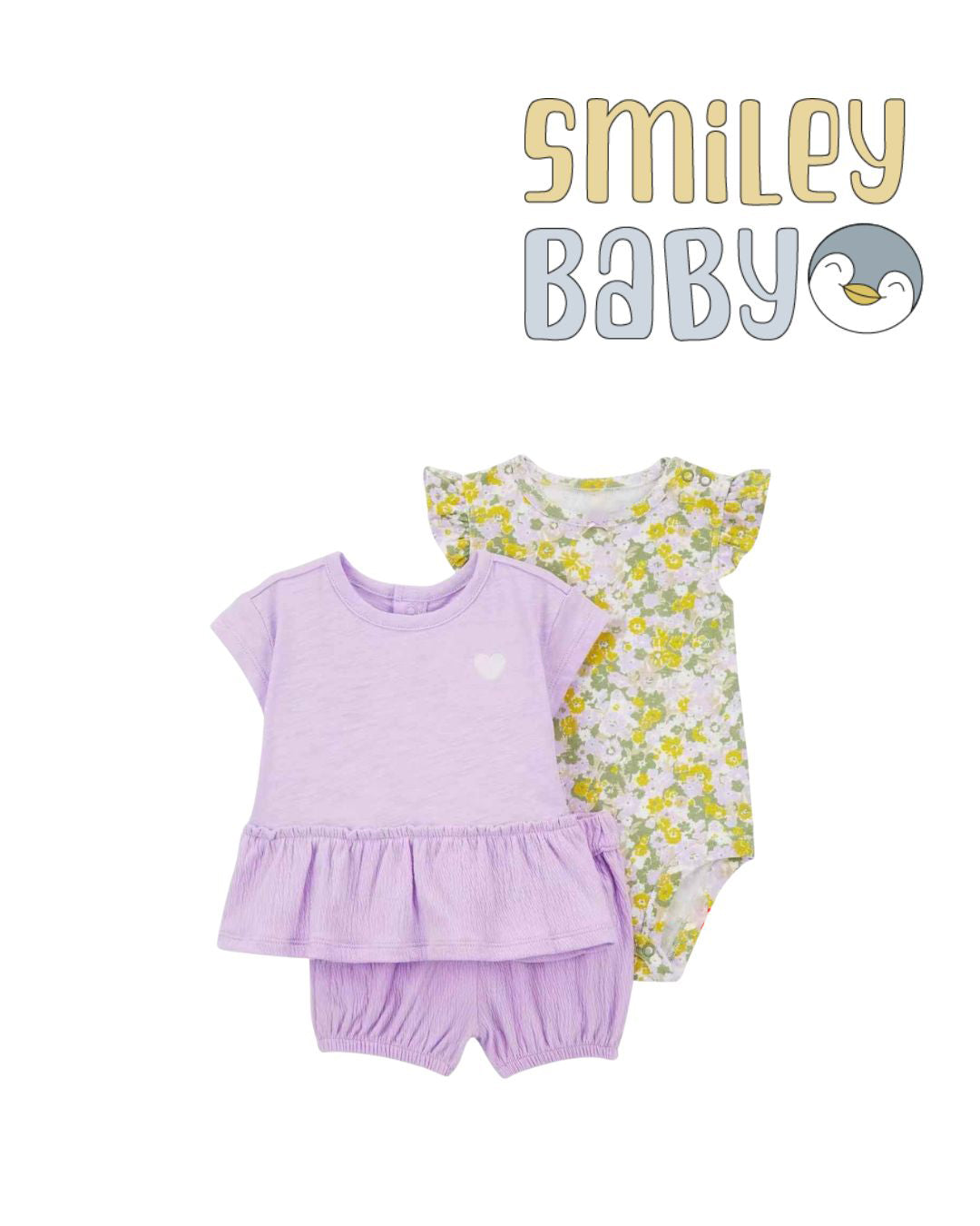Baby 3-Piece purple cotton