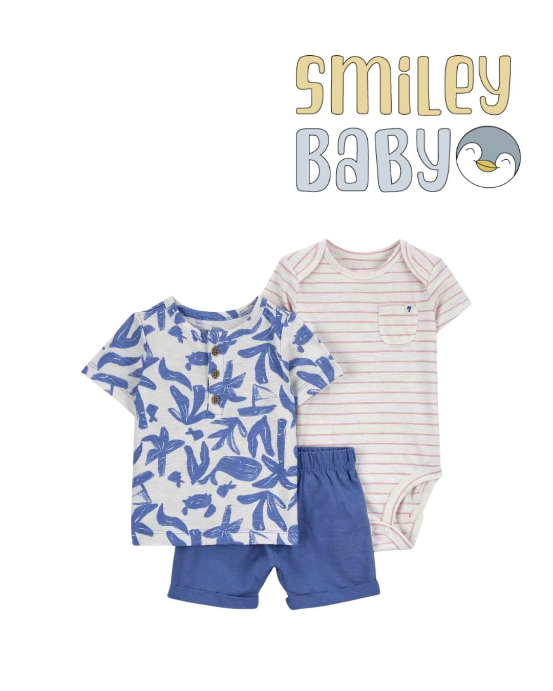 Baby 3-Piece blue LEAVES