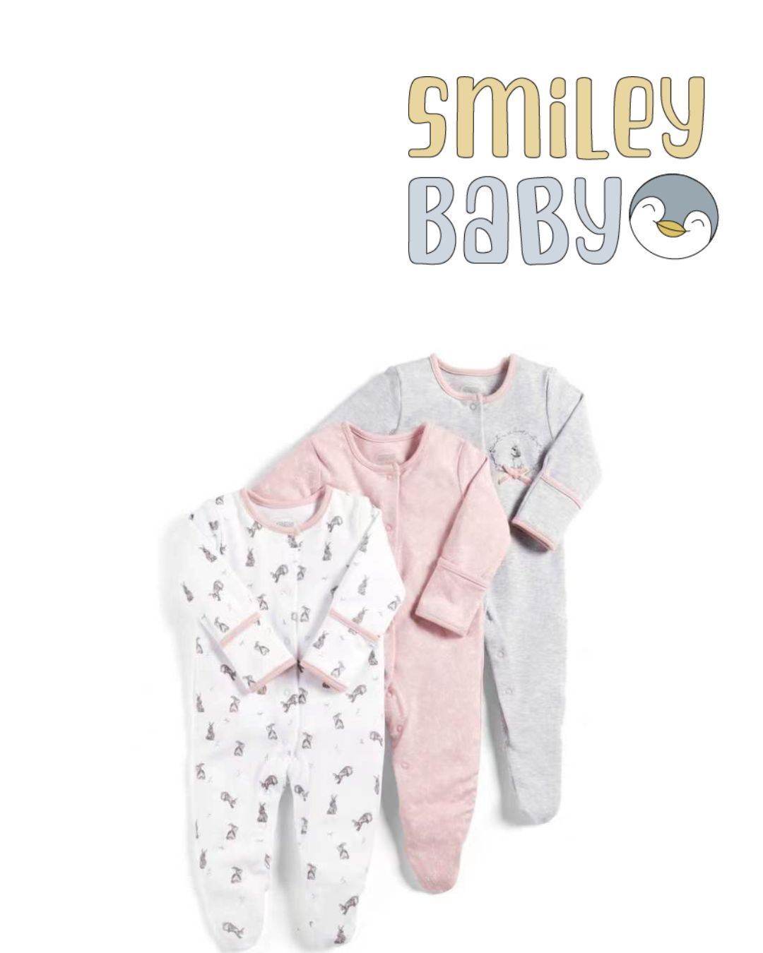 Baby Cotton Pajamas Set 3 Pcs GREY RABBIT
