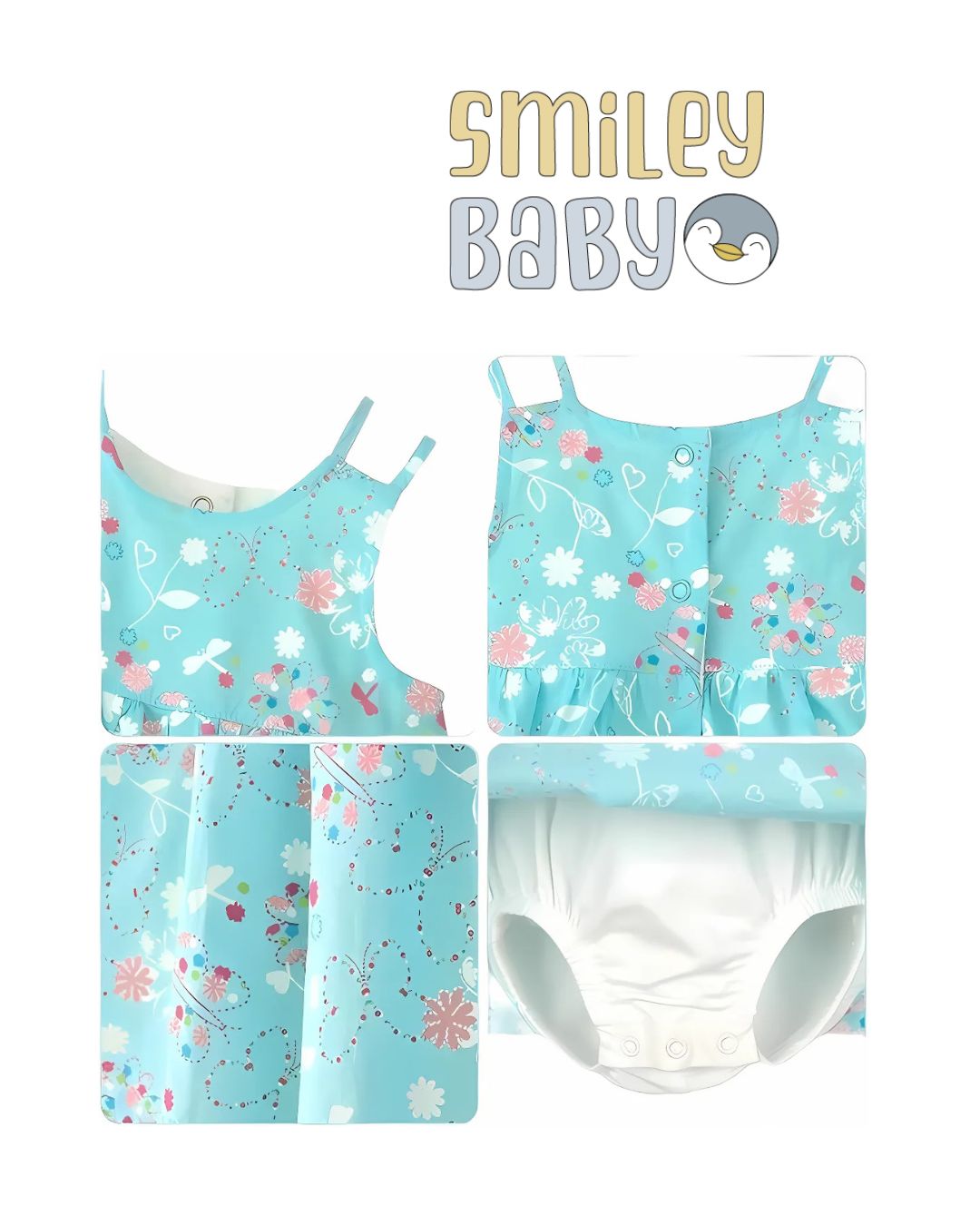 Infant Toddler Baby Girl Bodysuit Dress Sleeveless Sundress BLUE