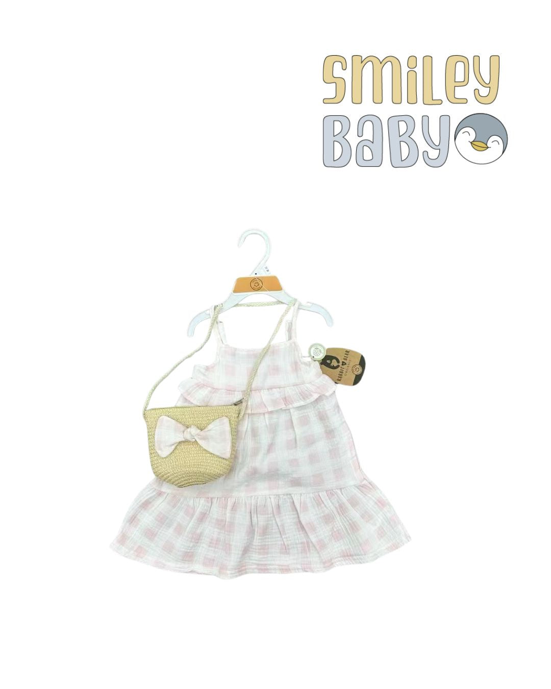 Dress and bag white and pink