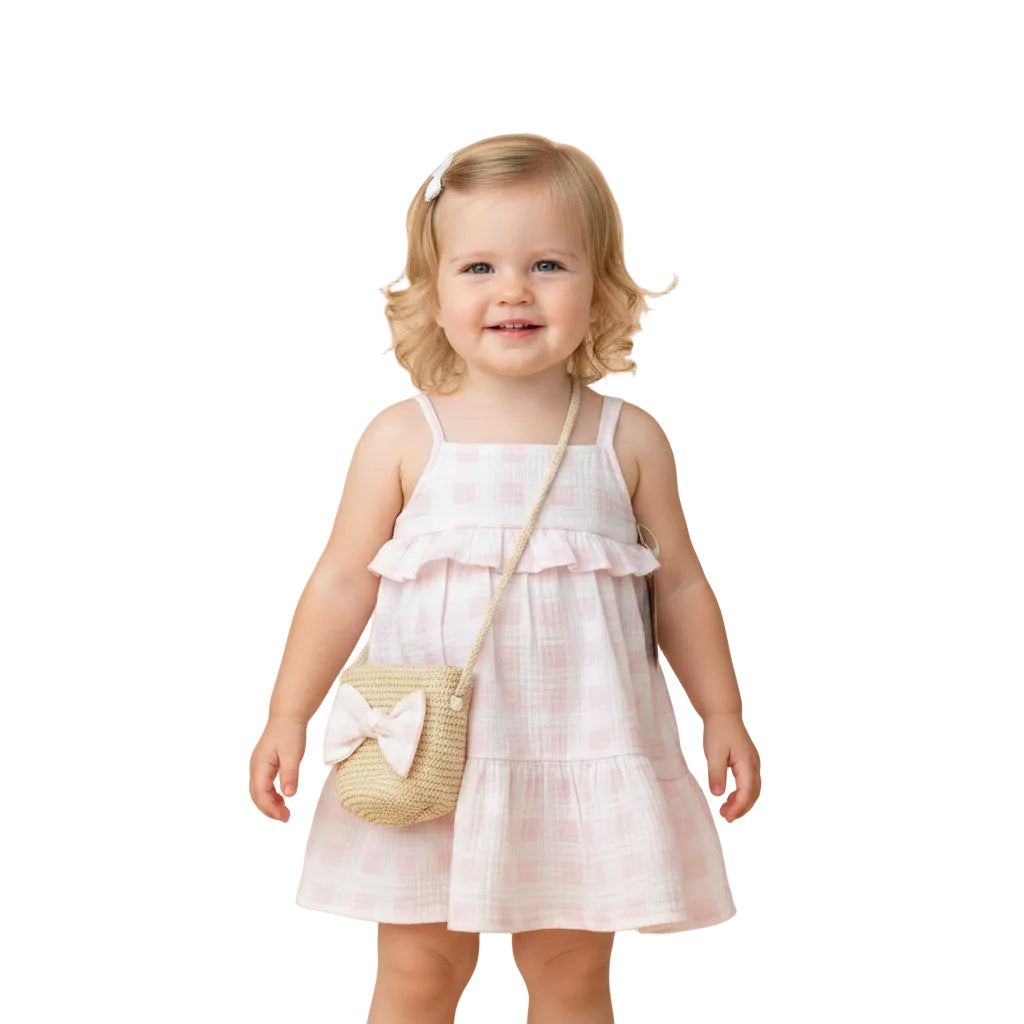 Dress and bag white and pink