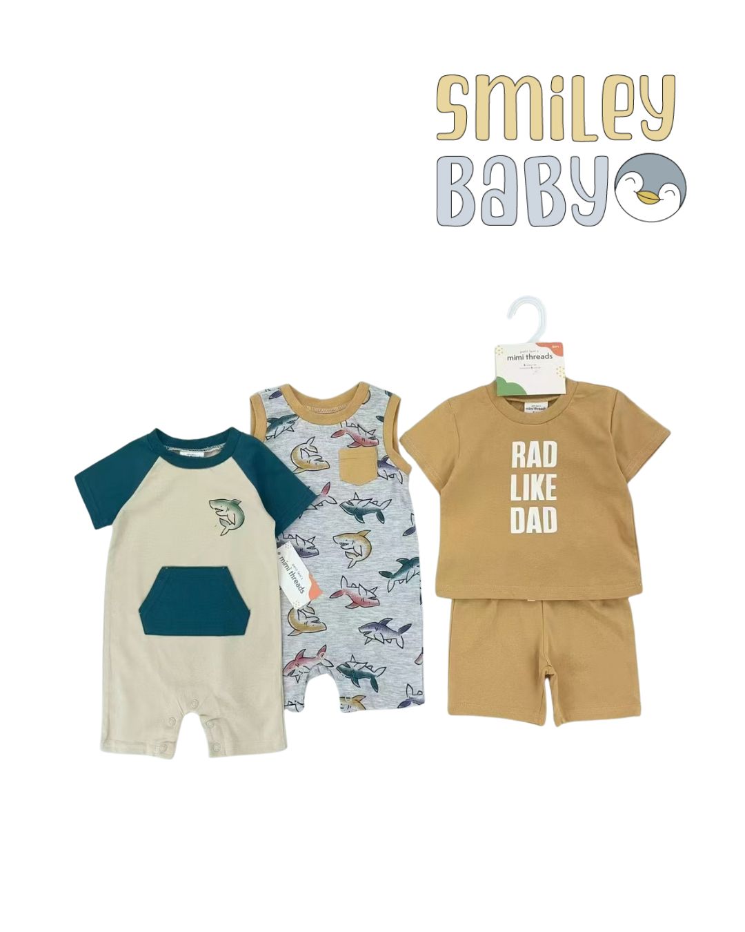 3 romper set shark