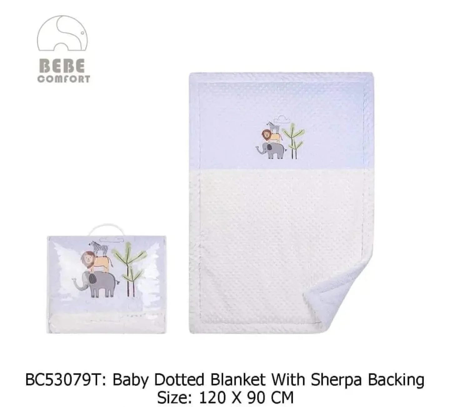 dotted blanket with Sherpa backing blue