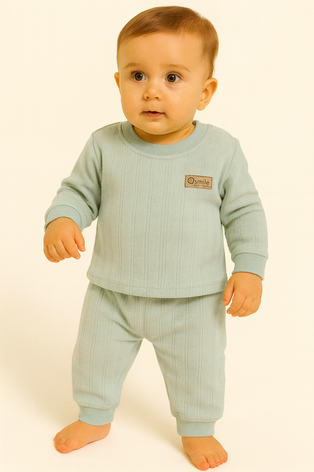 winter pyjama fleece green smile