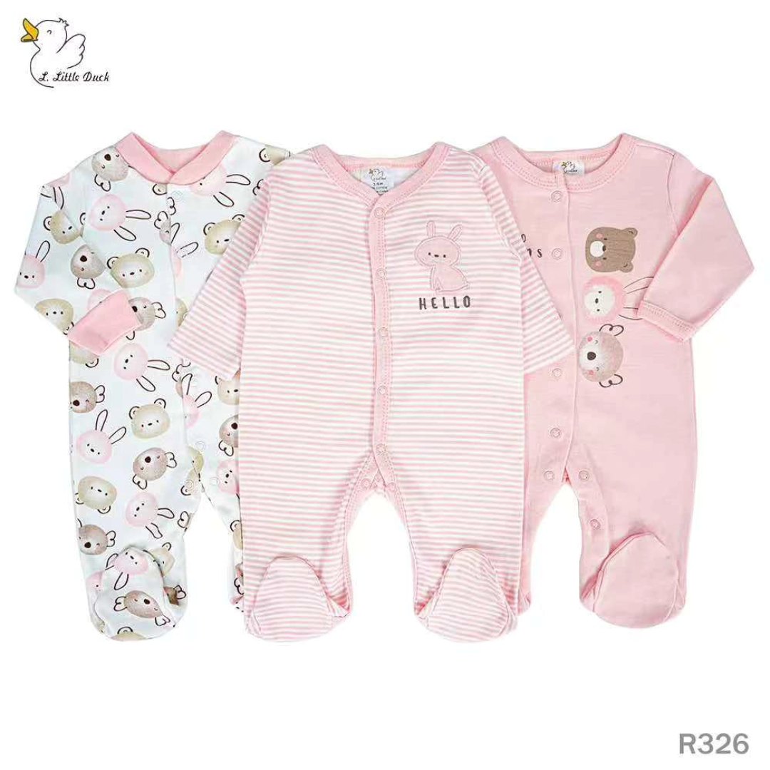 overall coton set pink bear
