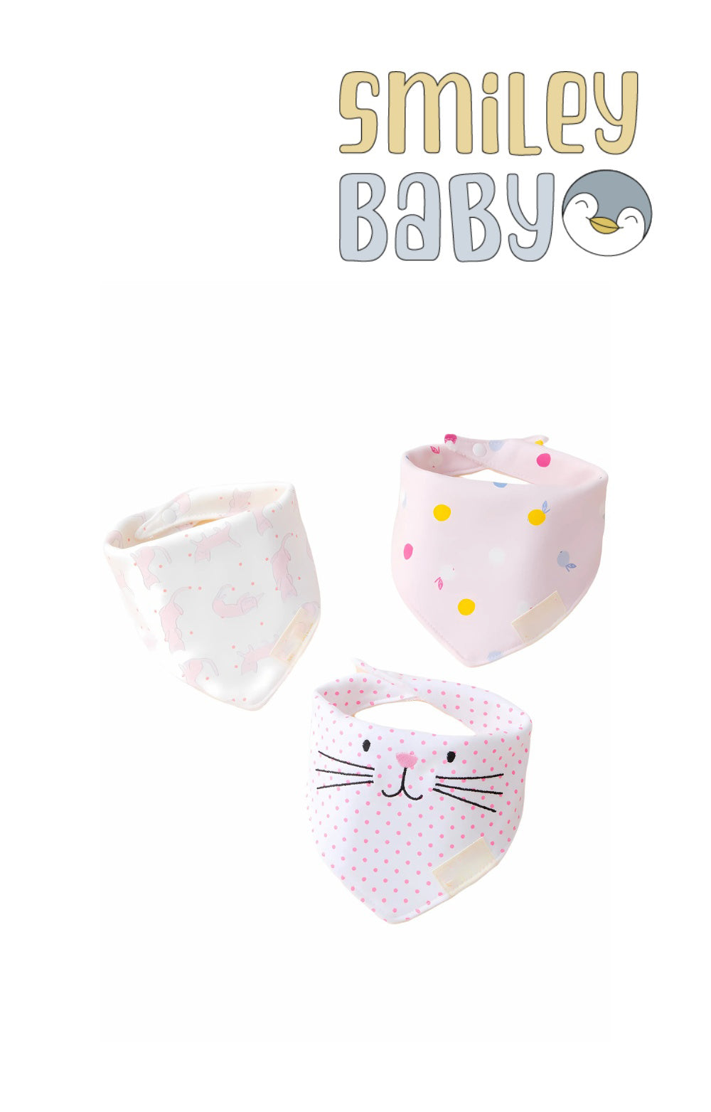 Mom's Care Bibs 3pcs pink cat
