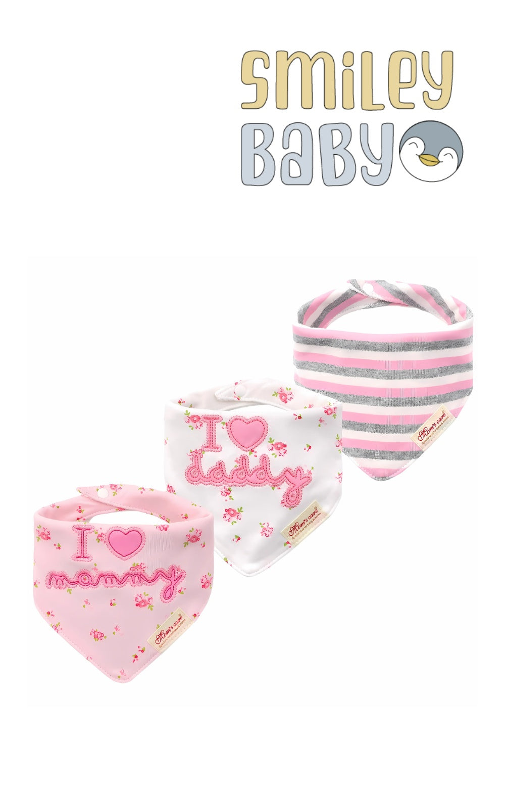 Mom's Care Bibs 3pcs Pink Daddy