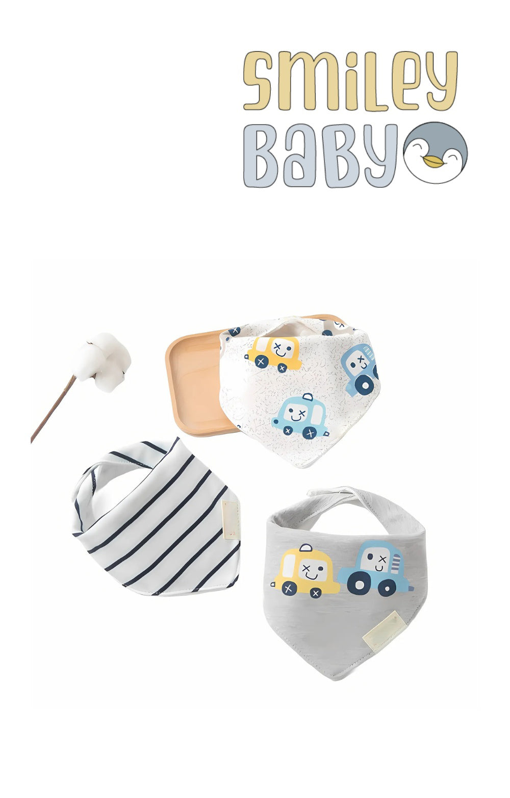 Mom's Care Bibs 3pcs GREY TRUCK