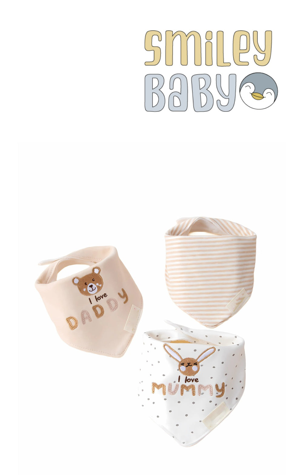 Mom's Care Bibs 3pcs BUNNEY BEIGE
