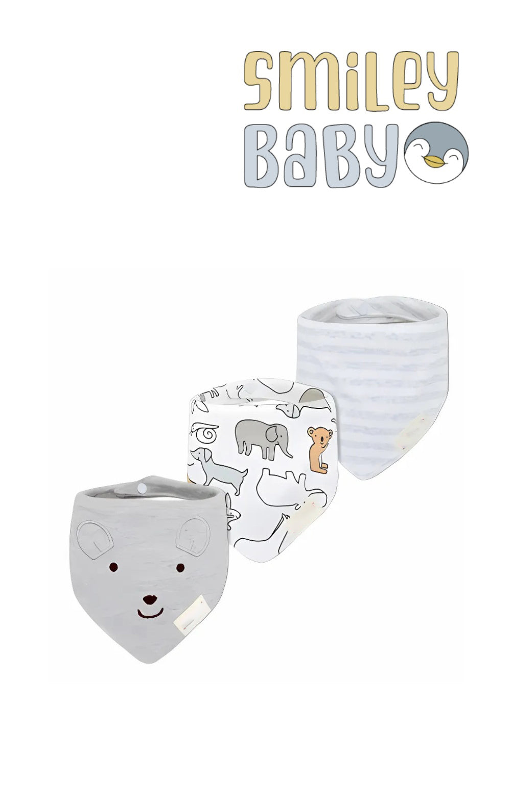 Mom's Care Bibs 3pcs GRAY BEAR