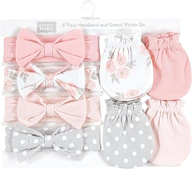 Hudson Baby Cotton Headband set 8pcs PINK