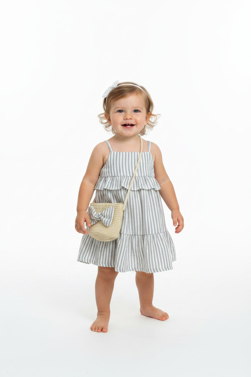 Dress and bag gray and white