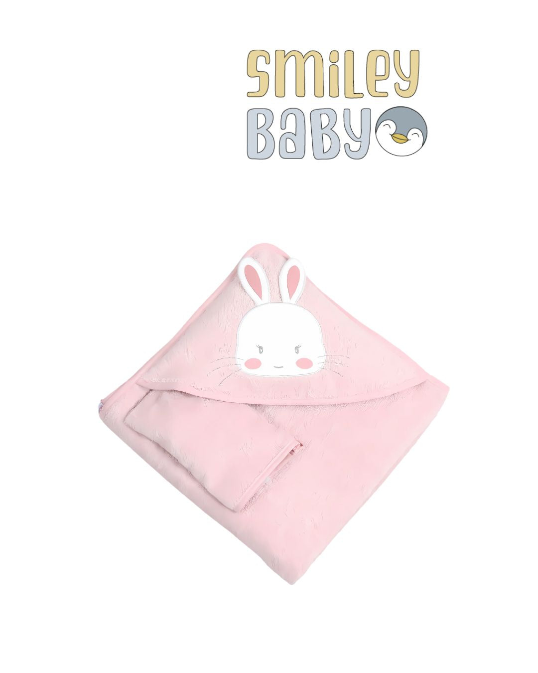 Baby Hooded Towel with loofah PINK RABBIT