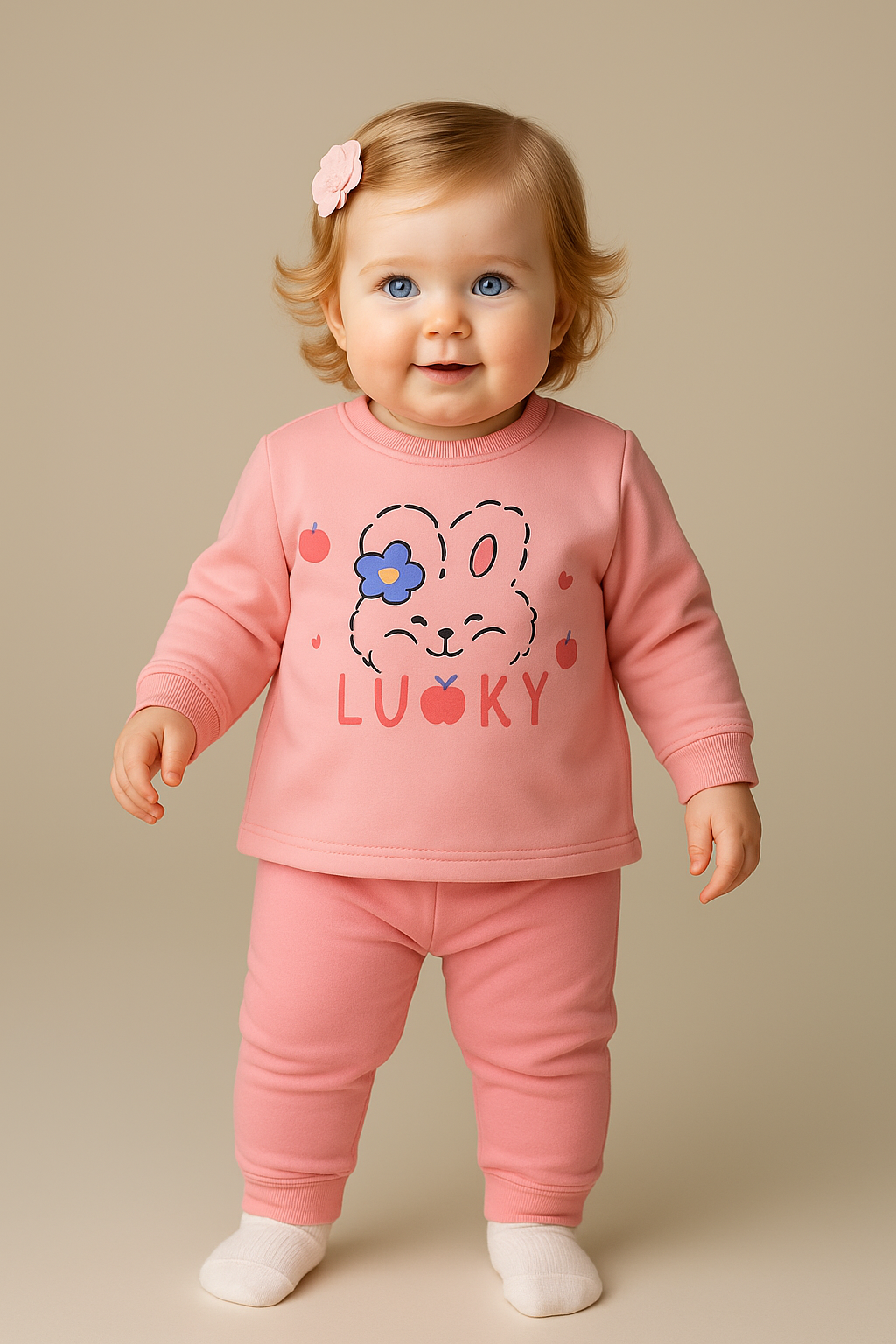 winter pyjama fleece inside lucky pink