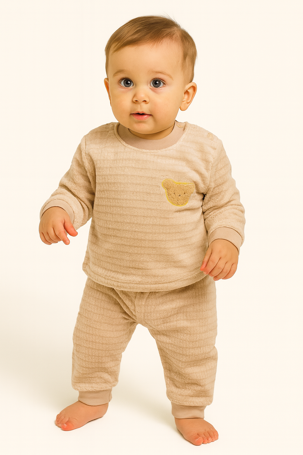 winter pyjama fleece beige bear