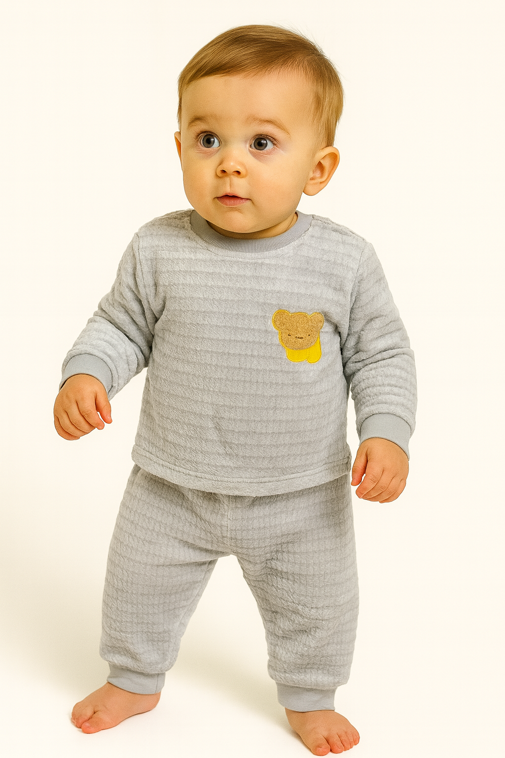 winter pyjama fleece gray bear
