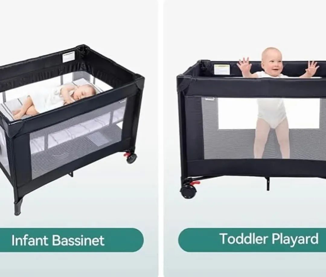 BABELIO Pack and Play Portable Playard with Mattress and Carry Bag