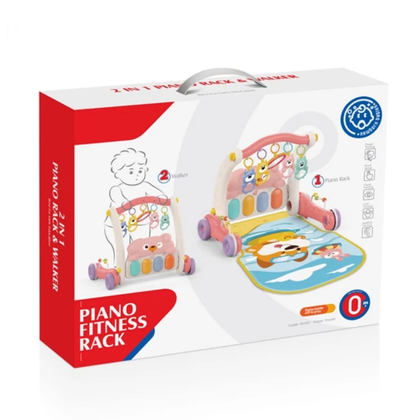 2 in 1 play mat and walker pink