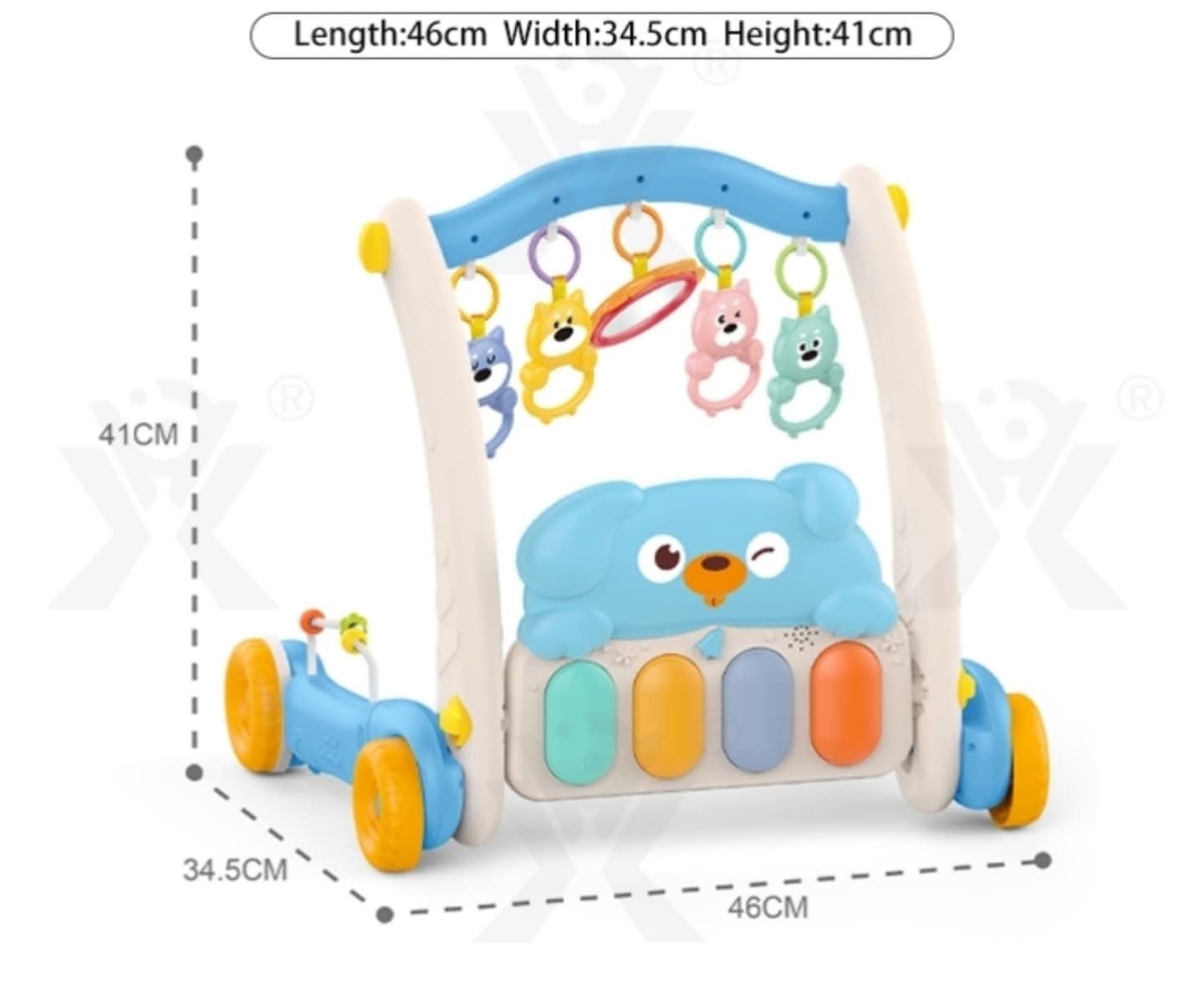 2 in 1 play mat and walker blue