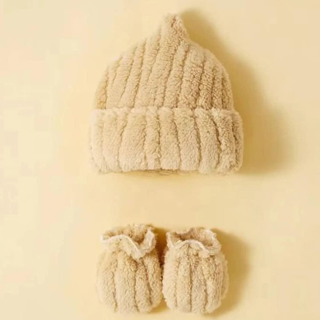 Baby Hat With gloves beige