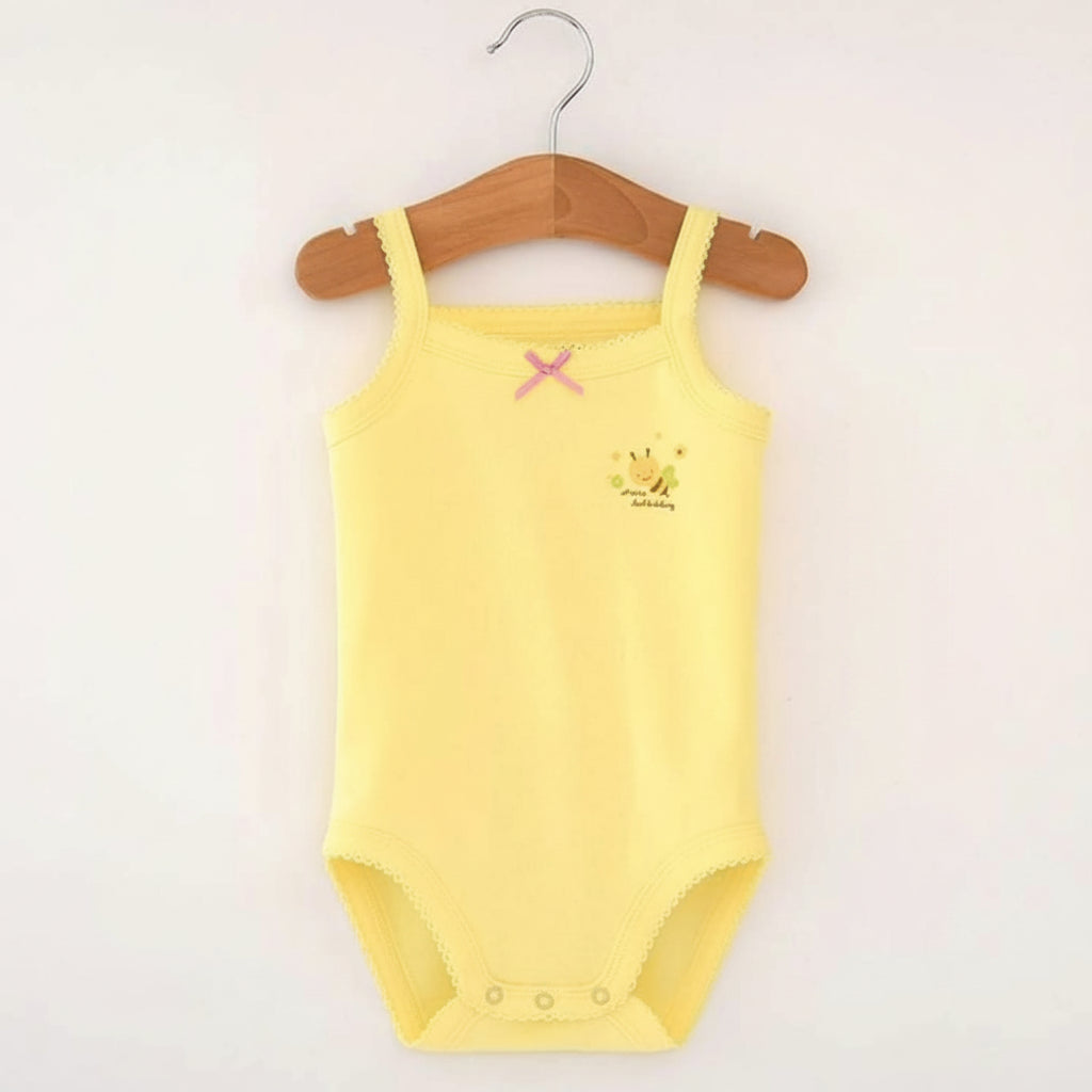 Baby Girls Spaghetti Strap Bodysuit Sleeveless yellow