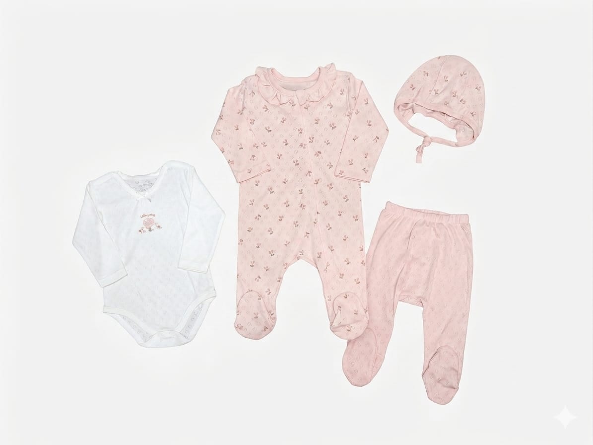 Caramel hospital set 4pcs Vintage Floral pink