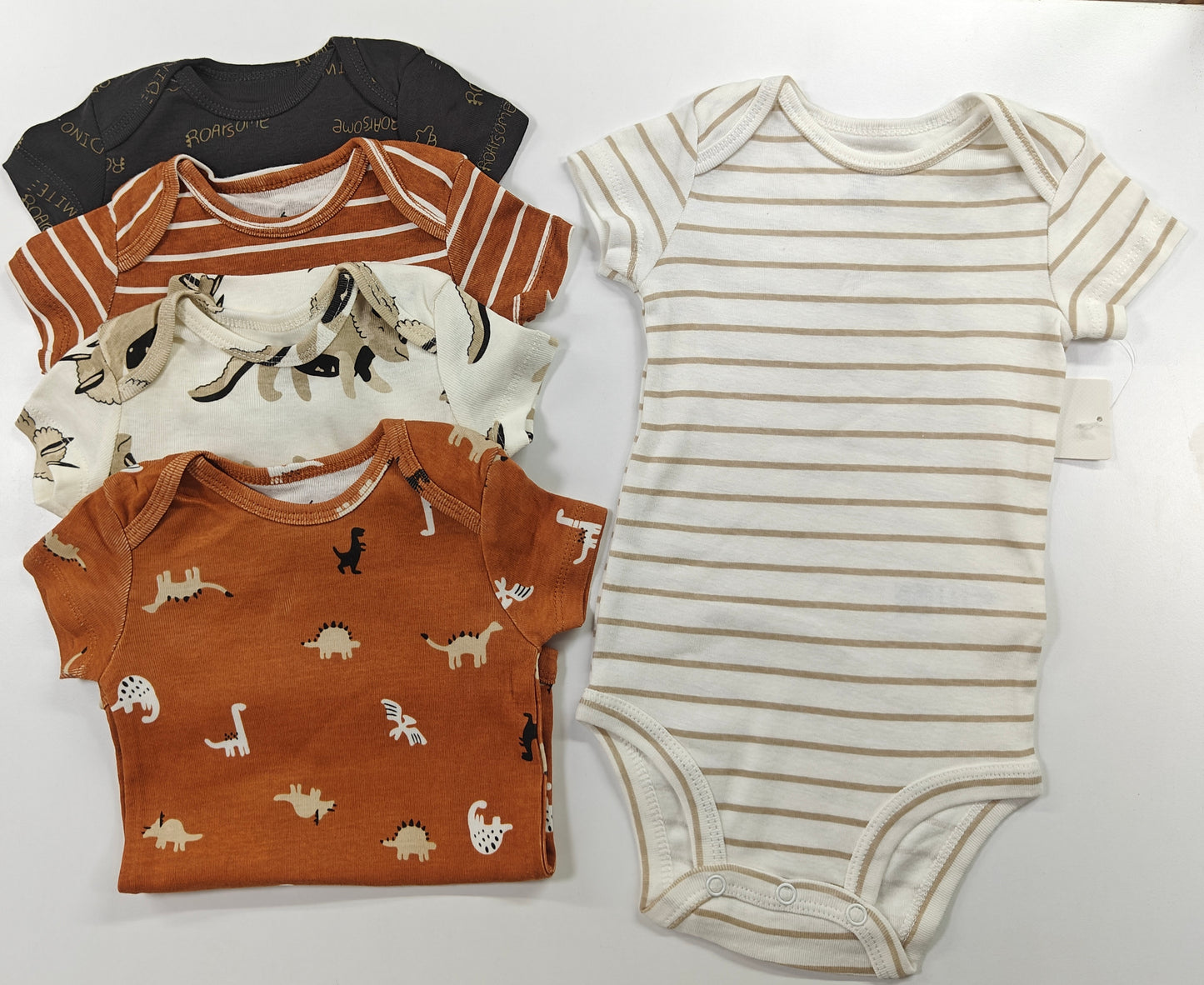 Baby Boy Cotton Bodysuits brown dinasaur
