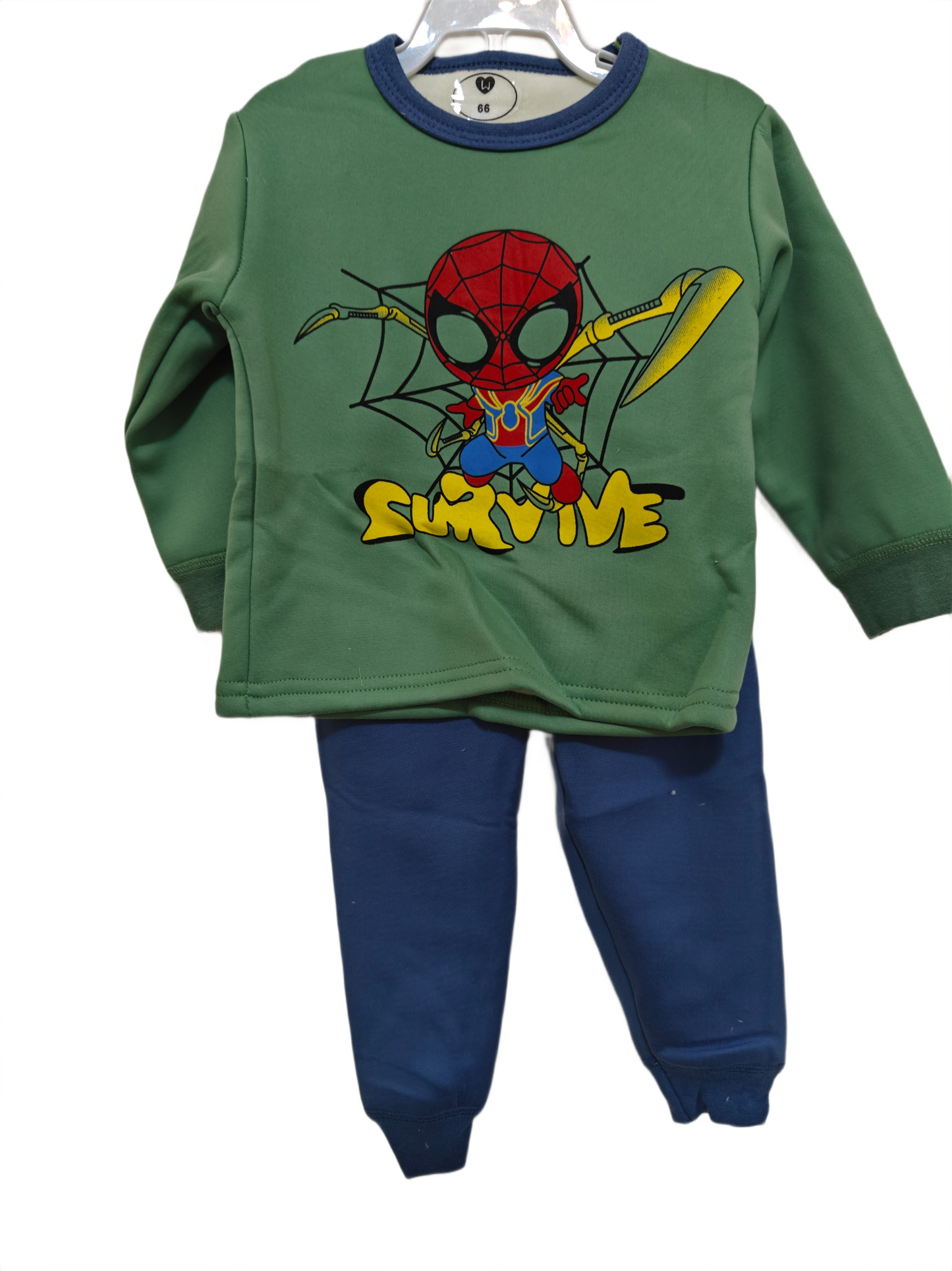winter pyjama fleece inside little spider man green