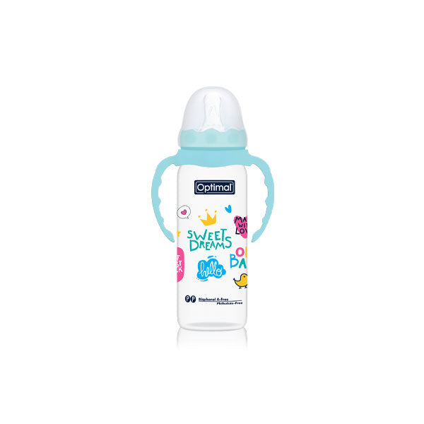 Narrow Neck Feeding Bottle With Handle 240 ML OPB-1027
