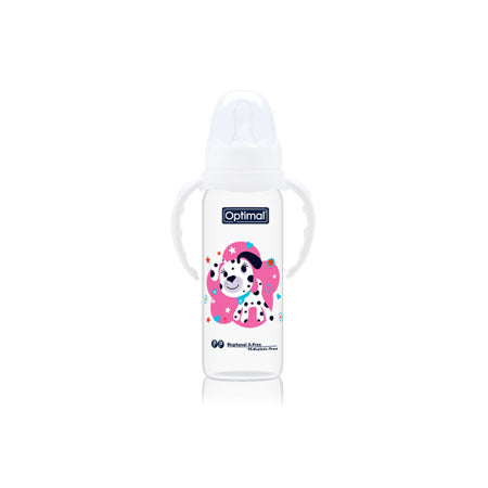 Narrow Neck Feeding Bottle With Handle 240 ML OPB-1027